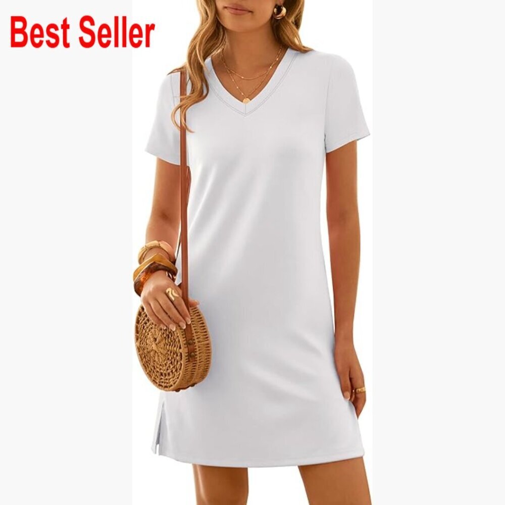 V-Neck Short Sleeve Casual Summer Dress